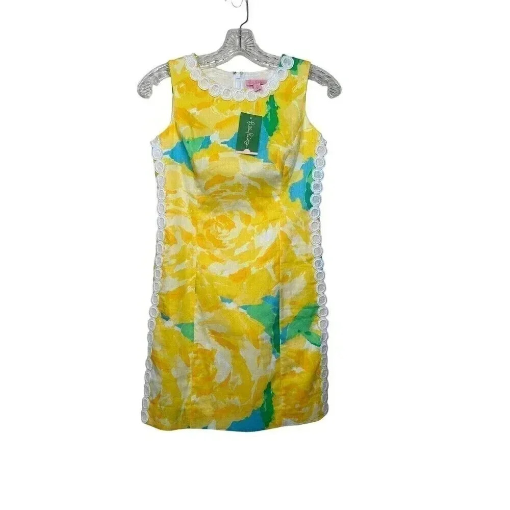 NWT Lilly Pulitzer Yellow Mila Shift Dress First Impressions Sunglow Yellow 00
